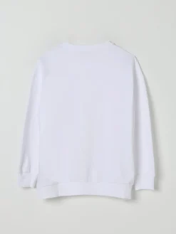 Felpa a girocollo in cotone con logo di strass Balmain