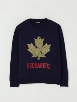Felpa a girocollo in cotone con logo DsQuared2