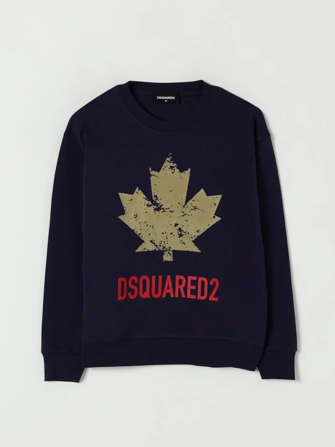 Felpa a girocollo in cotone con logo DsQuared2