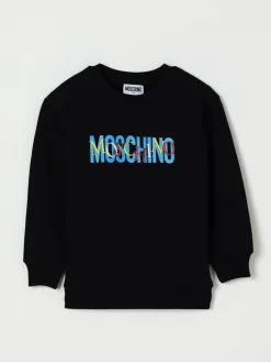 Felpa a girocollo in cotone con logo Moschino