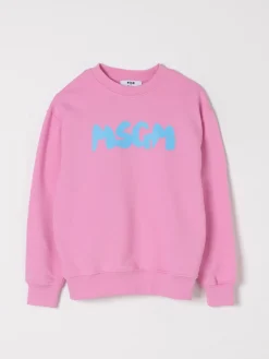 Felpa a girocollo in cotone con logo MSGM Kids