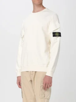 Felpa a girocollo in cotone con logo Stone Island