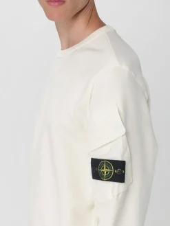 Felpa a girocollo in cotone con logo Stone Island
