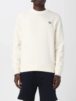 Felpa a girocollo in cotone con logo Fred Perry