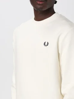 Felpa a girocollo in cotone con logo Fred Perry