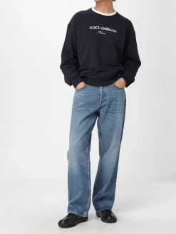 Felpa a girocollo in cotone con logo Dolce & Gabbana