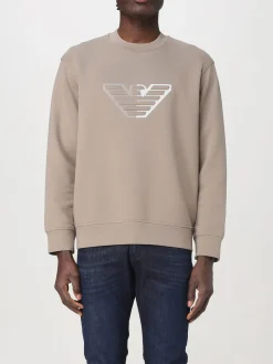 Felpa basic Emporio Armani in cotone stretch con monogram