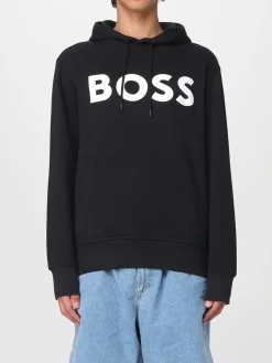 Felpa con cappuccio e logo Boss