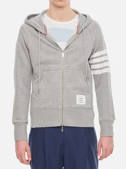 Felpa con cappuccio e zip in cotone Thom Browne