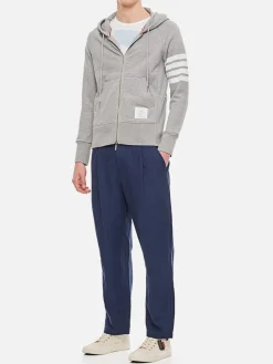 Felpa con cappuccio e zip in cotone Thom Browne