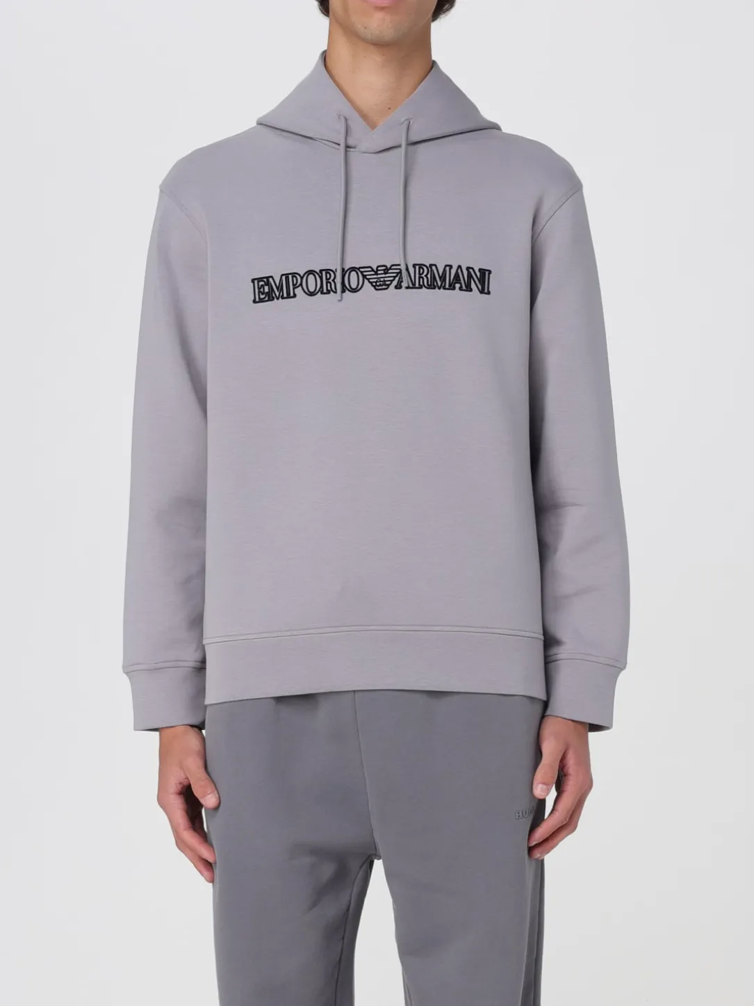 Felpa con cappuccio Emporio Armani in cotone stretch