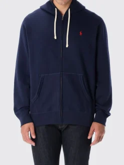 Felpa con cappuccio in misto cotone con logo Pony Polo Ralph Lauren