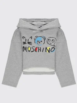 Felpa con cappuccio stampata in cotone Moschino