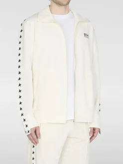 Felpa in poliestere con zip e logo Golden Goose