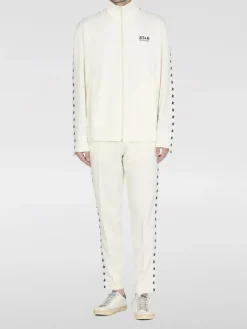 Felpa in poliestere con zip e logo Golden Goose