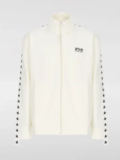 Felpa in poliestere con zip e logo Golden Goose