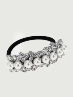 Fermacapelli in cotone con cristalli e perle Self-Portrait