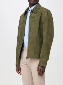 Giacca biker Boss in pelle scamosciata