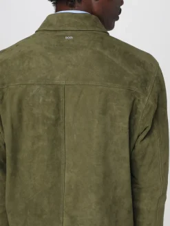 Giacca biker Boss in pelle scamosciata