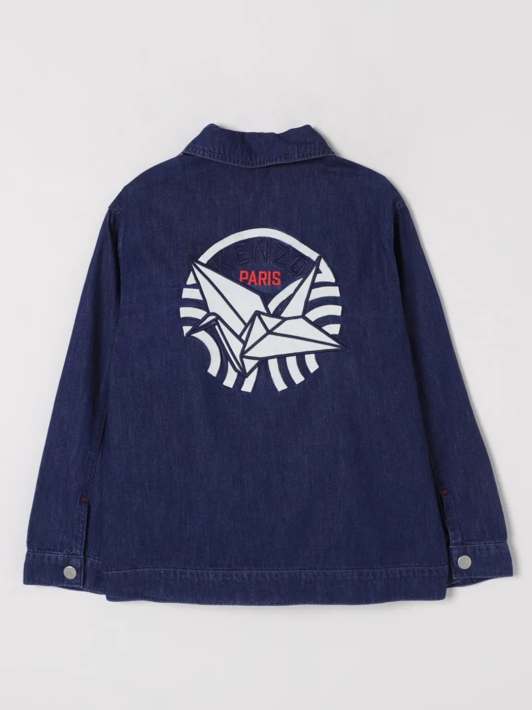 Giacca camicia di jeans con logo e toppe Kenzo Kids