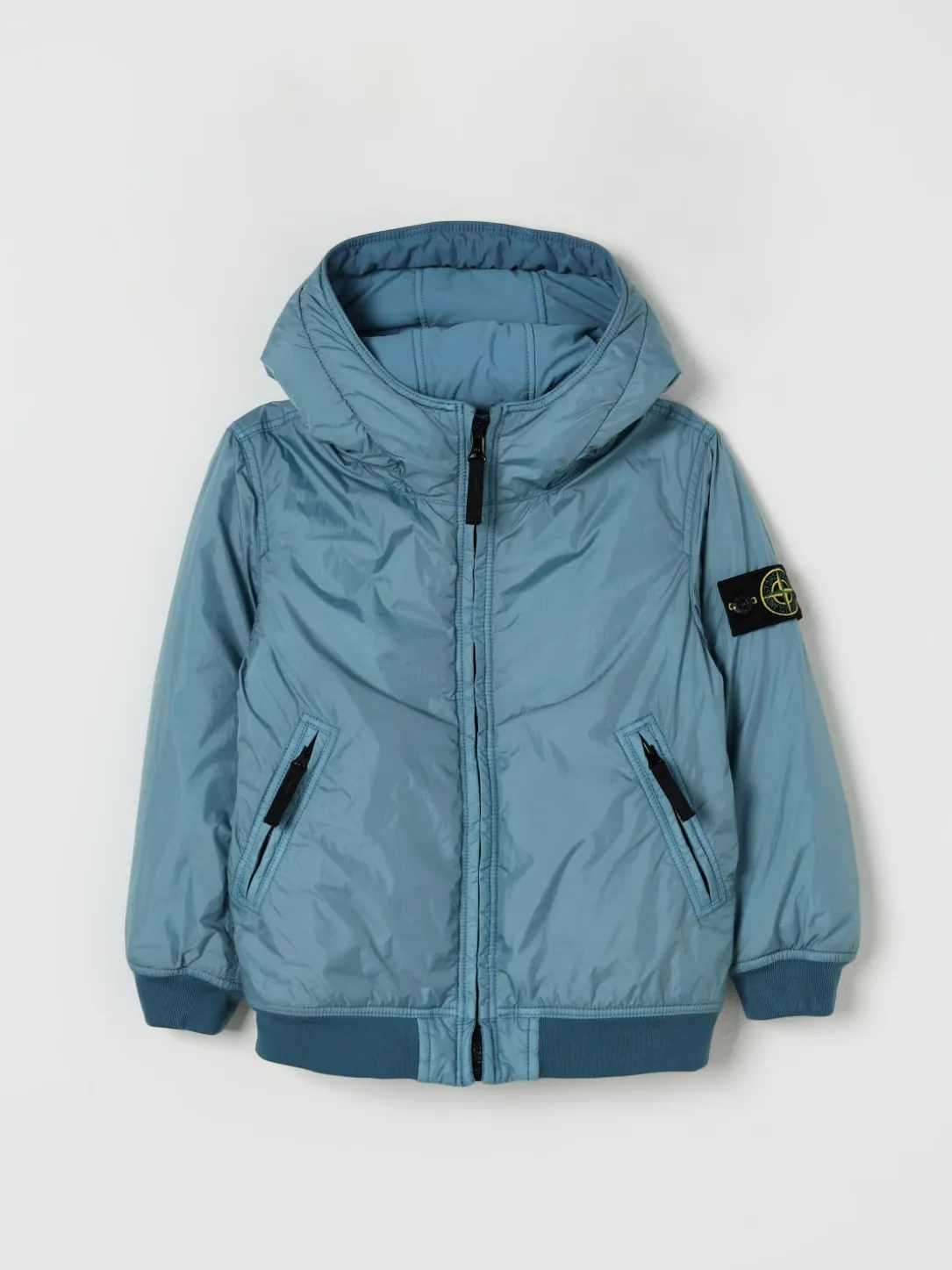 Giacca con cappuccio in nylon Stone Island Junior