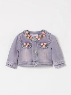 Giacca di jeans con fiori Monnalisa