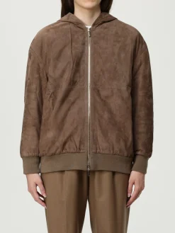 Giubbotto con cappuccio 'S Max Mara in pelle scamosciata