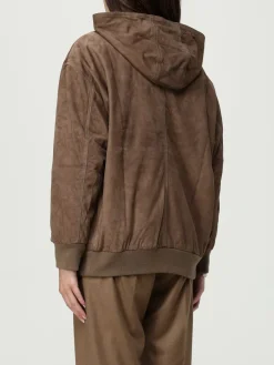 Giubbotto con cappuccio 'S Max Mara in pelle scamosciata