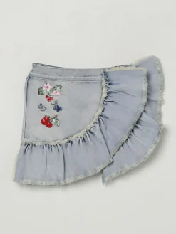 Gonna di jeans con rouches Monnalisa