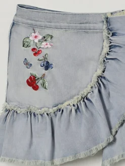 Gonna di jeans con rouches Monnalisa