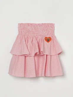 Gonna in cotone a righe con logo Kenzo Kids