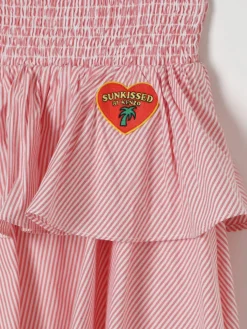 Gonna in cotone a righe con logo Kenzo Kids