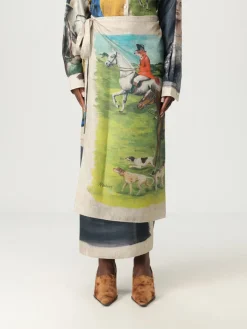 Gonna pareo in twill di seta stampata Moschino Couture