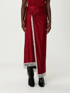 Gonna pareo in viscosa con frange Rabanne