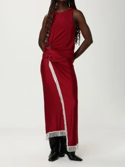 Gonna pareo in viscosa con frange Rabanne