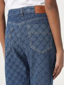 Jeans Elisabetta Franchi in denim con monogram