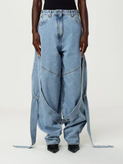 Jeans The Attico in denim di cotone con fettucce