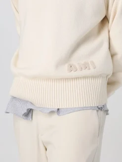 Maglia a girocollo con logo Ami Paris in misto lana