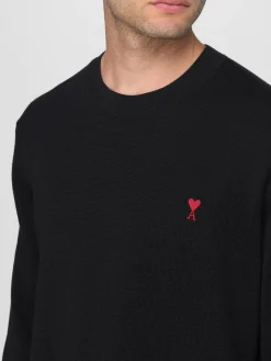 Maglia a girocollo con logo ricamato Ami Paris