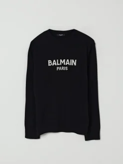 Maglia a girocollo con logo jacquard Balmain