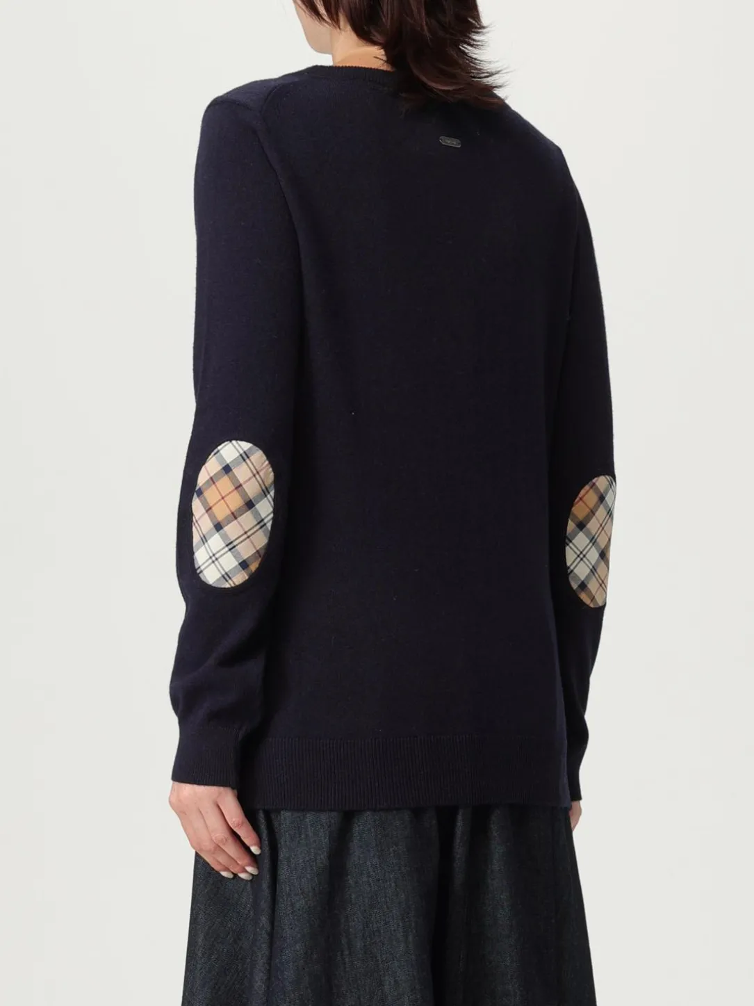 Maglia a girocollo con toppa check Barbour