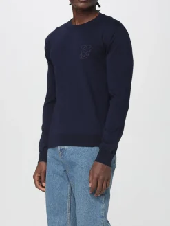 Maglia a girocollo in lana con logo ricamato Valentino