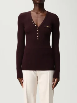 Maglia a v in misto seta con logo Elisabetta Franchi