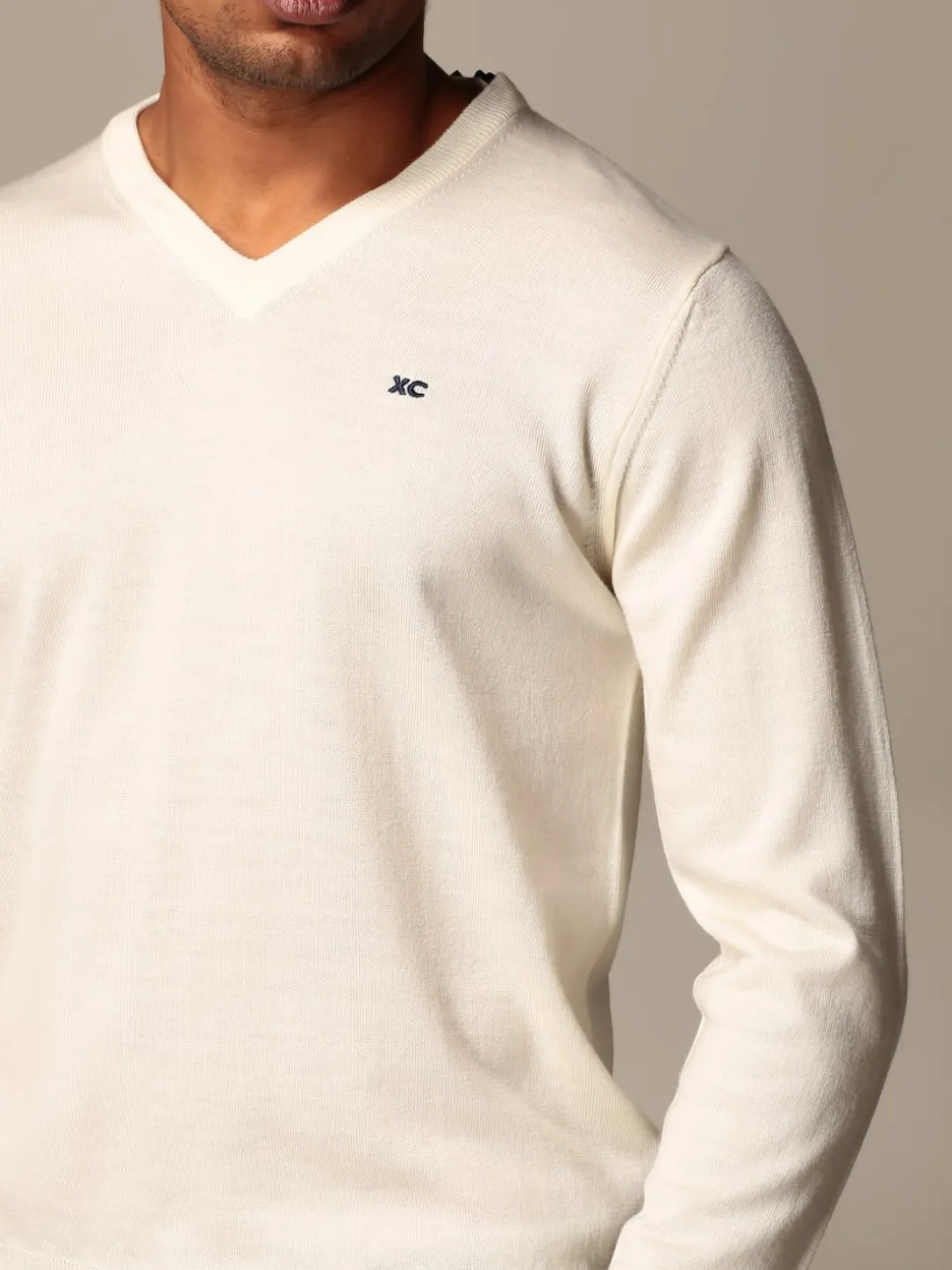 Maglia a v XC in lana Merino extrafine