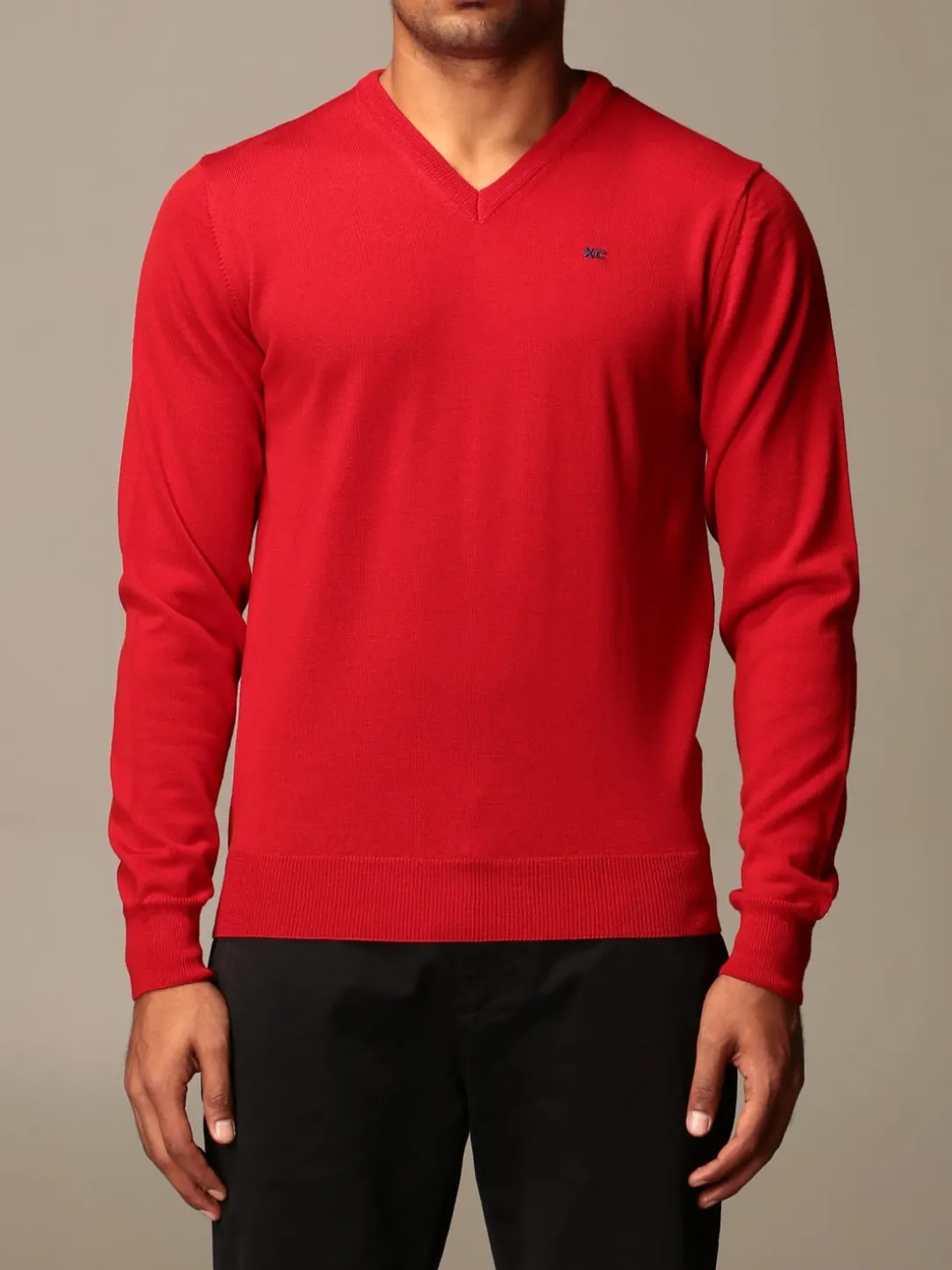Maglia a v XC in lana Merino extrafine