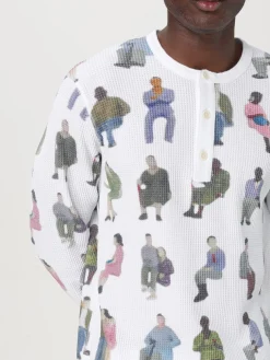 Maglia Henley stampato JW Anderson in cotone a nido d'ape