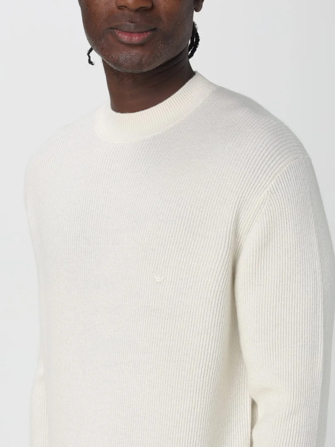 Maglia in lana vergine e cashmere a costa inglese Emporio Armani