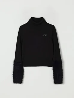 Maglione a dolcevita in misto lana con piume N° 21