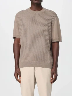 Maglione in cotone e lino a girocollo basic Boss