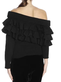 Manica lunga asimmetrico con rouche misto cachemire